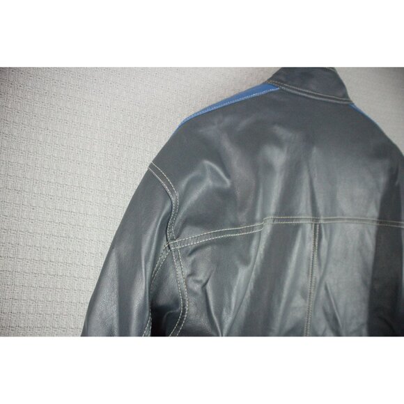 Point Zero Faux Leather Motorcycle Cafe Striped Jacket XL - Picture 5 of 8